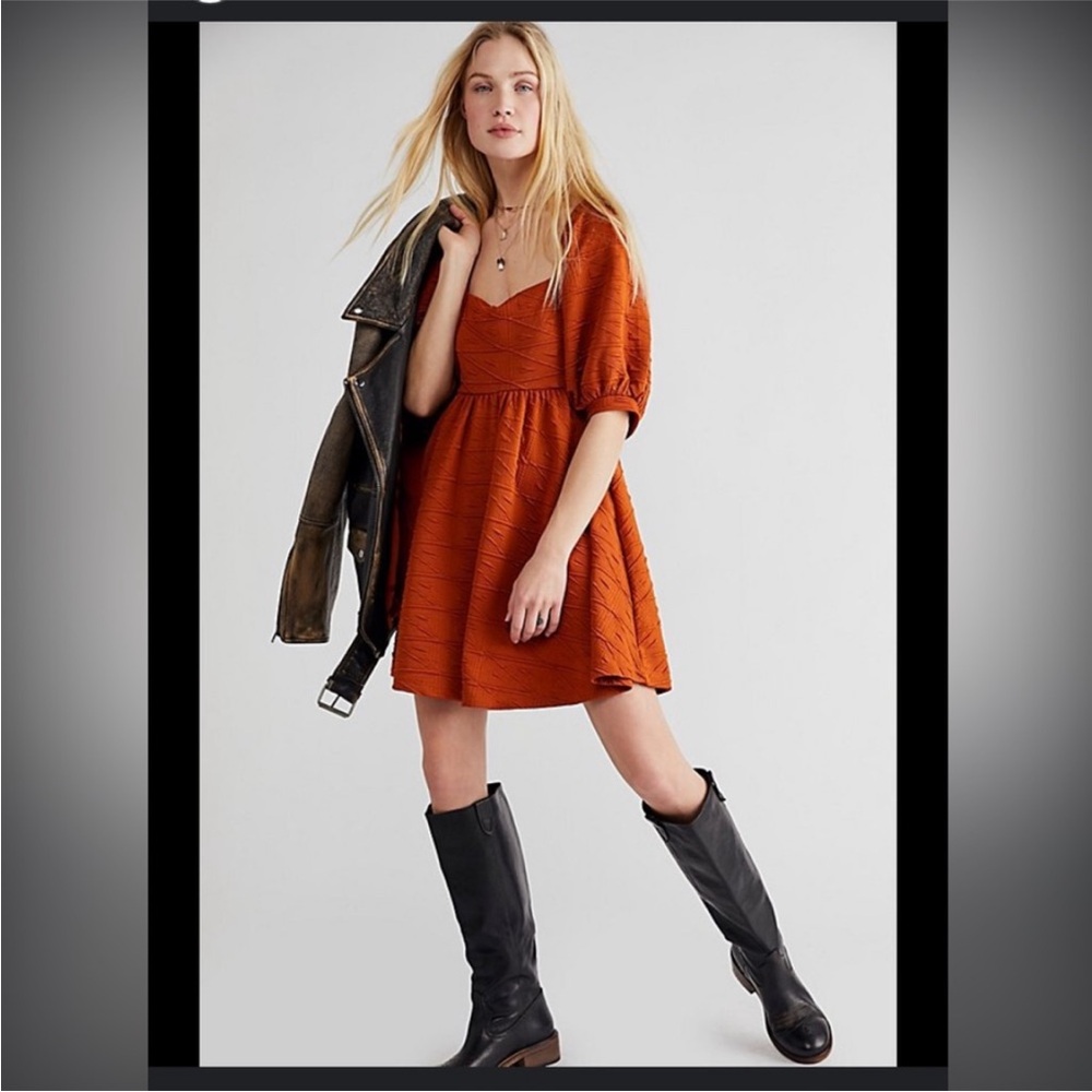 Free People Violet Mini Dress in Burnt Orange Sz M